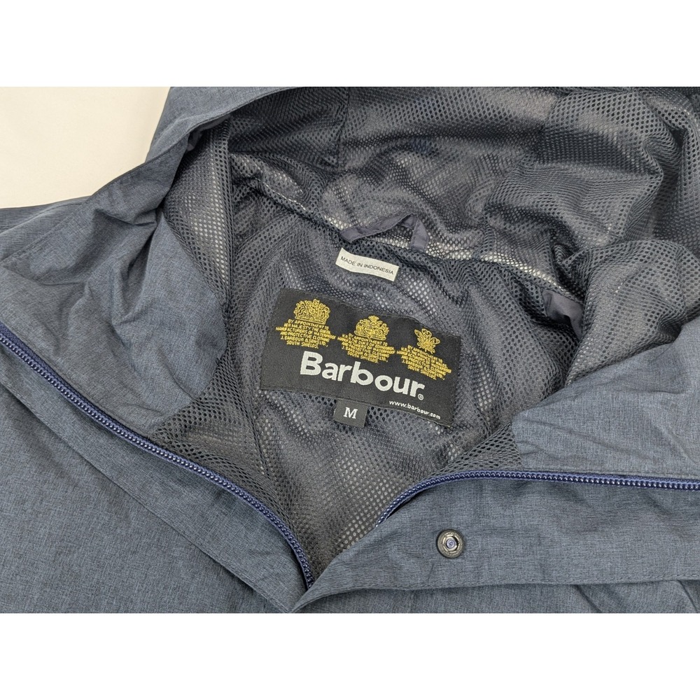 Barbour Rivington Mens Rain Jacket Blue Medium Hooded Waterproof Breathable - Picture 15 of 16
